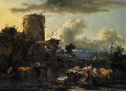 Nicolaes Pietersz. Berchem Evening Landscape Spain oil painting artist